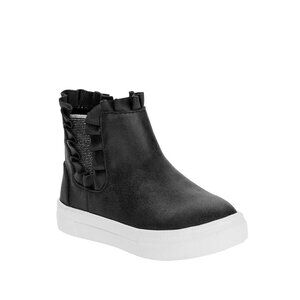 Black Sneaker Booties With Adorable Ruffle and Shimmery Elastic Detail NWT